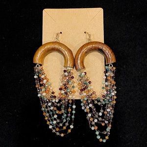 Beaded Wood Earrings